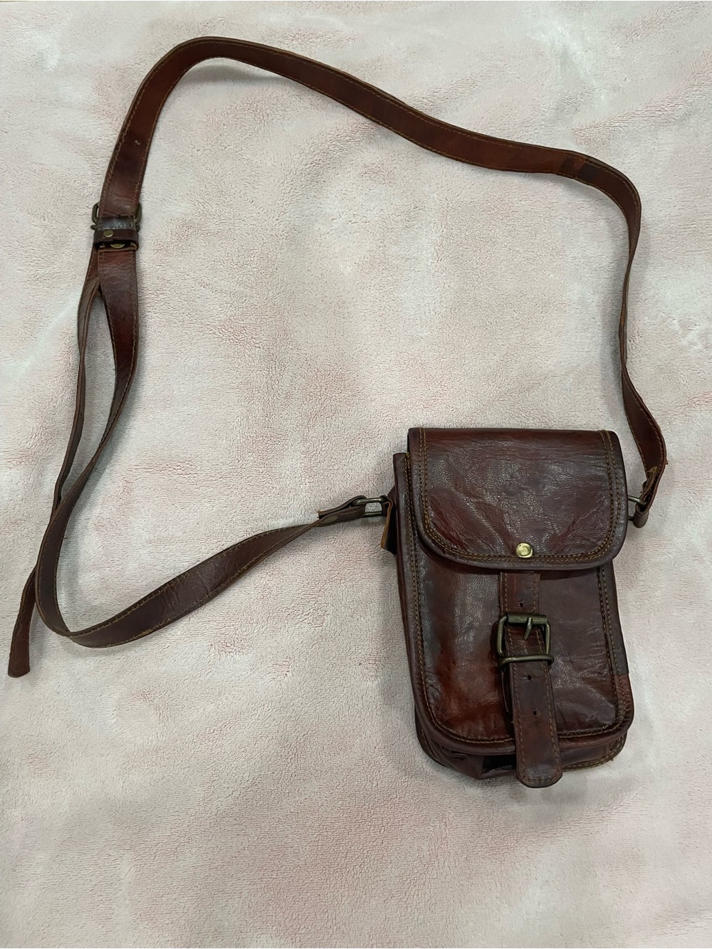 Vintage Handcrafted Brown Genuine Leather Crossbody Field Satchel Bag Unisex